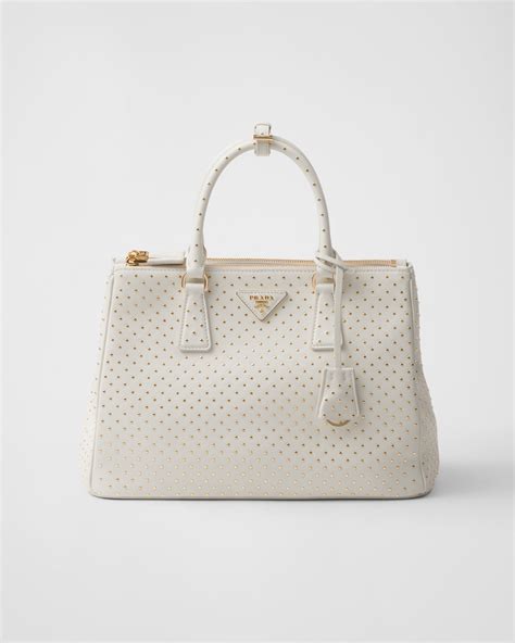 prada white galleria studded bag